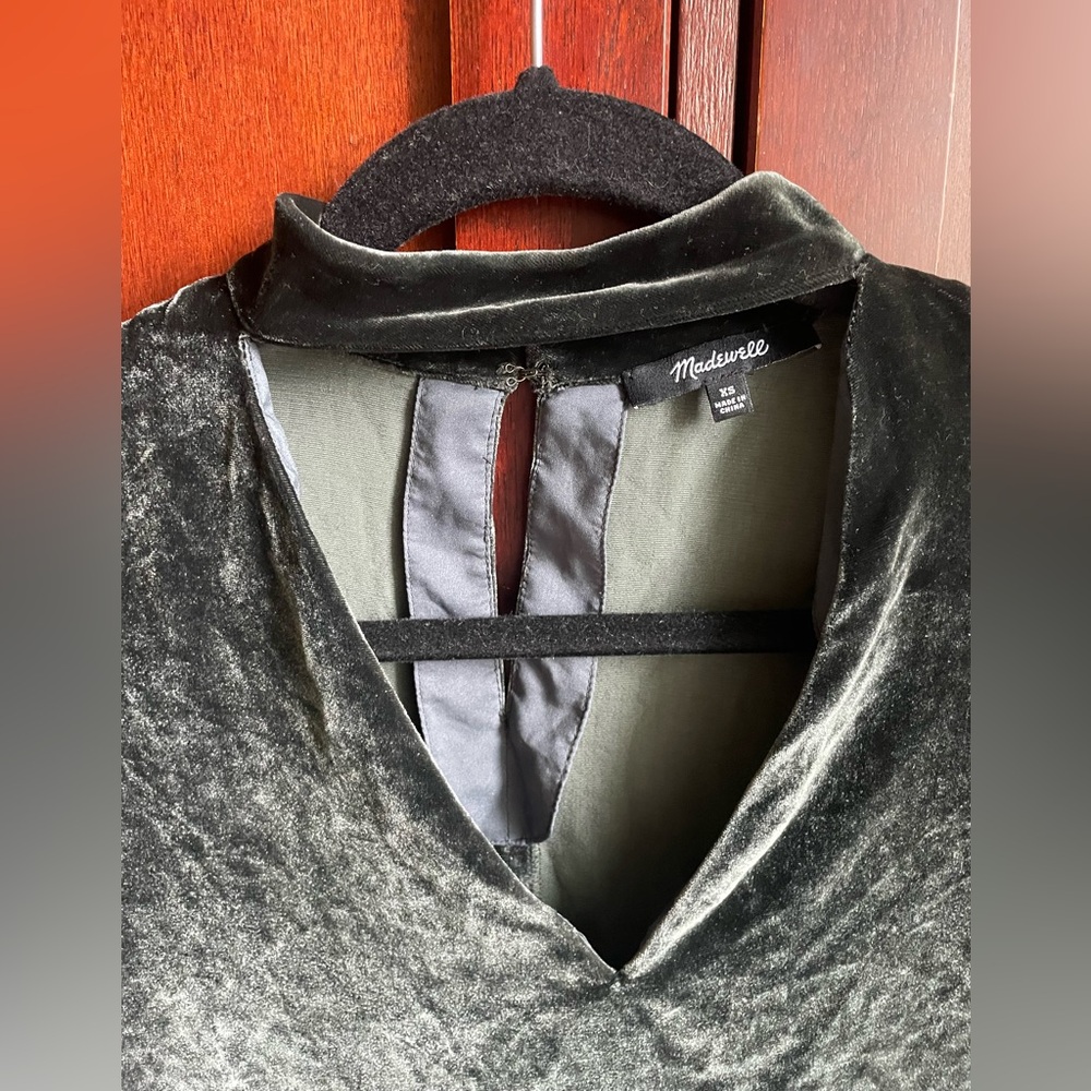 Madewell Choker Velvet Tee XS in Gray/green - Picture 10 of 12